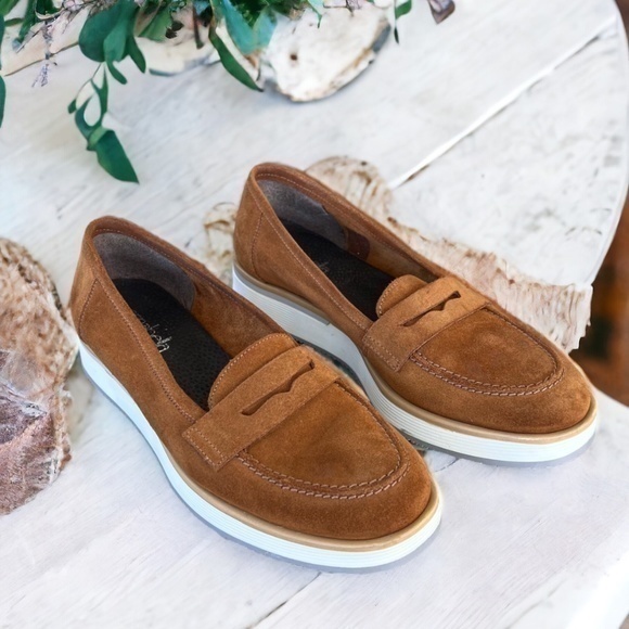 Annabella Femme Shoes - Annabella Suede Leather Penny Loafers Women's Size 7.5 Euro 39 Tobacco Color